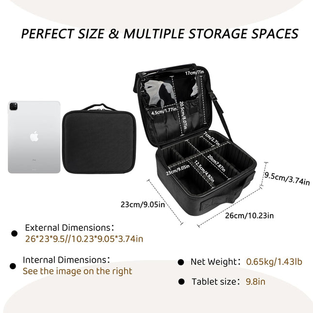Gzcz Travel Makeup Bag,10.4 Inches Portable Makeup Case Cosmetic Train Case Orga