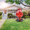 BOLITE Hummingbird Feeders for Outdoors Hanging, Hand Blown, Red, 22oz | Glass Hummingbird Feeder with Ant Moat, 5 Bee-Proof Ports, Leak-Proof,