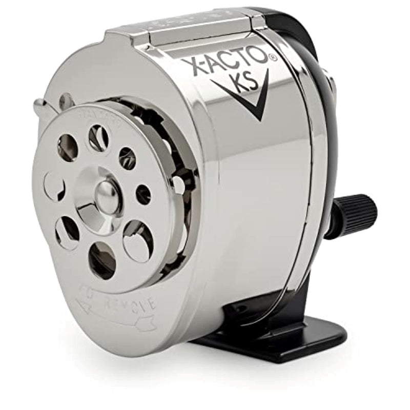 X-ACTO KS Manual Pencil Sharpener, Mountable, Metal, 1 Count - Classroom, Teacher Supplies, Adjustable for 8 Pencil Sizes 1 Count (Pack of 1) KS