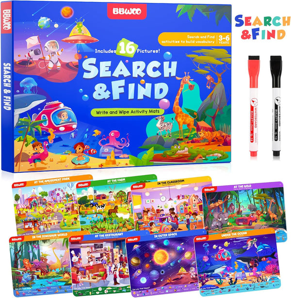Search and Find Activity Books for Kids Ages 3-5, Toddler Travel Games Toys for Car Airplane, Road Trip Activities for Kids Games 4-8, Preschool