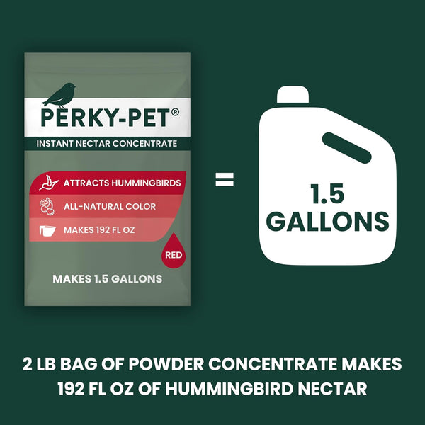 Perky-Pet Hummingbird Instant Nectar Powder Concentrate - 2 lb Bag - 244SFB - Makes 192 oz of Humming bird Liquid Food Nectar - 100% Sucrose