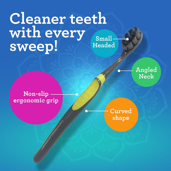 GuruNanda Butter on Gums Charcoal Toothbrush - 8000+ SoftexTM Bristles for Sensitive Teeth & Gums, Aids in Teeth Whitening, Extra Soft (6 Count) 6
