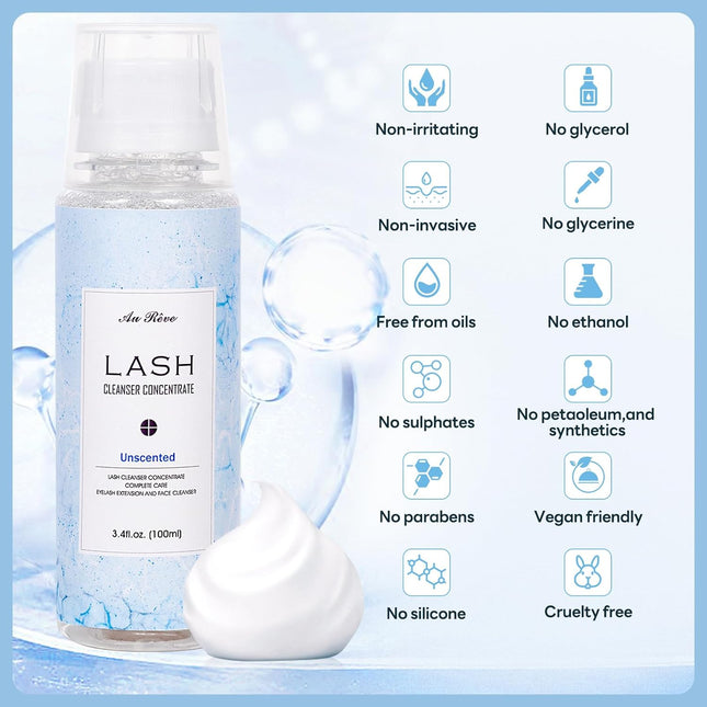 Lash Shampoo Concentrate 100Ml Lash Extension Cleanser Oil-Free Eyelash Extensio