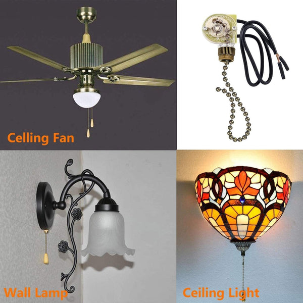 Ceiling Fan Light Switch Zing Ear Pull Chain ZE-109 Fan Light Switch, On-Off Speed with Pull Chain Compatible with Ceiling Fans, Lamps and Wall