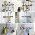 Holikme Mop Broom Holder Wall Mount Metal Pantry Organization and Storage Garden Kitchen Tool Organizer Wall Hanger for Home Goods (4 Positions