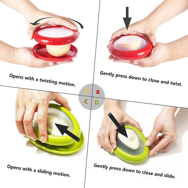 SOOPLEU Avocado Saver & Onion Storage, 4Pcs Silicone Fresh Produce Holder | Keep avocados fresh! 4Pcs silicone holder for tomato, lemons, garlic &