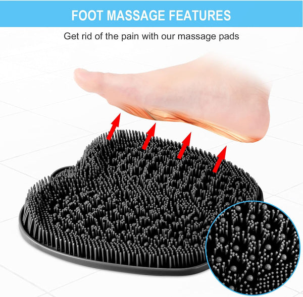 BESKAR Larger Shower Foot Scrubber Mat with Non-Slip Suction Cups- Cleans, Smooths, Exfoliates & Massages your Feet Without Bending, Improve Foot