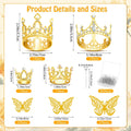cridoz Gold Crowns for Flower Bouquets, Flower Bouquet Accessories Including 4 Pcs Bouquet Crown, 12 Pcs Butterfly Decorations and 50 Pcs Flower