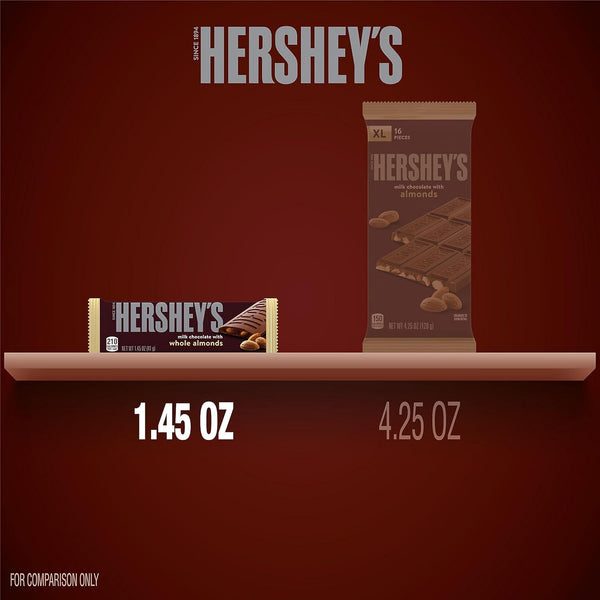 HERSHEY'S Milk Chocolate with Whole Almonds Candy Bars, 1.45 oz (36 Count) 1.45 Ounce (Pack of 36)