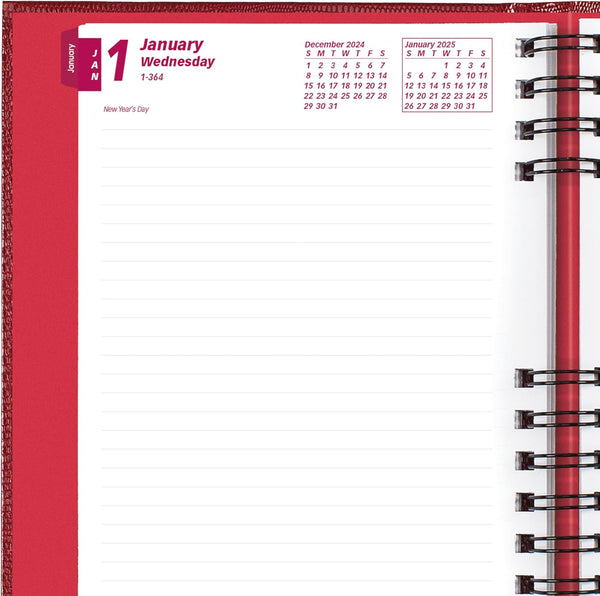 Brownline® 2025 Coilpro™ Daily/Monthly Planner, Untimed Journal, 12 Months, January to December, Twin-Wire Binding, 8.25" X 5.75", Bright Red (CB389C.RED-25)