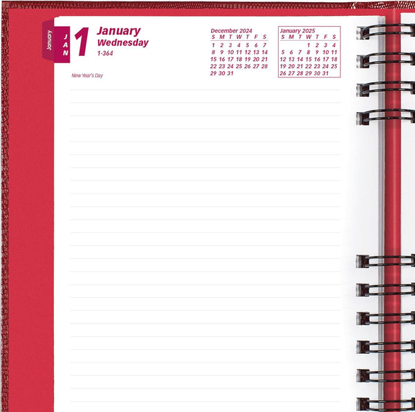 Brownline® 2025 CoilPro™ Daily/Monthly Planner, Untimed Journal, 12 Months, January to December, Twin-Wire Binding, 8.25" x 5.75", Bright Red