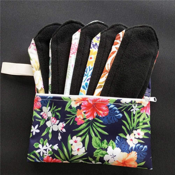 7pcs/Set Reusable Menstrual Pads Including 1pc Mini Wet Bag +6pcs Bamboo Charcoal Cloth Menstrual Incontinence Pads/Reusable Sanitary/Mama Panty