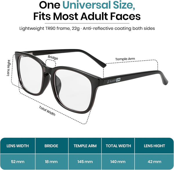 Sleep ZM Blue Light Blocking & Light Sensitivity Glasses with 14 Lens Types 23 Voyage Frame - Invisi Aid Clear Lens