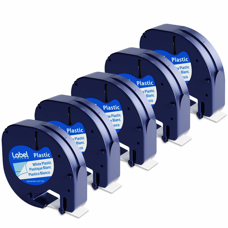 Compatible with Dymo LetraTag Label Maker Refills 91331 Plastic White Tape 12mm x 4m (1/2" x 13'), for Labeler Letra Tag 200B, LT 100T 100H Plus,