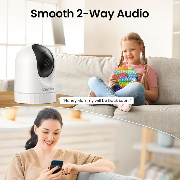Security Camera Indoor-2K 360ÃÂ° Wifi Cameras for Home SecurityÃ¯Â¼ÂPet/Dog/Baby Camera with Phone App, 2-Way Audio, Night Vision, 24/7 SD Card
