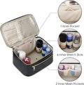 Wandering Nature Makeup Bag, Women Travel Make Up Vanity Case with Handle Black Leather Medium