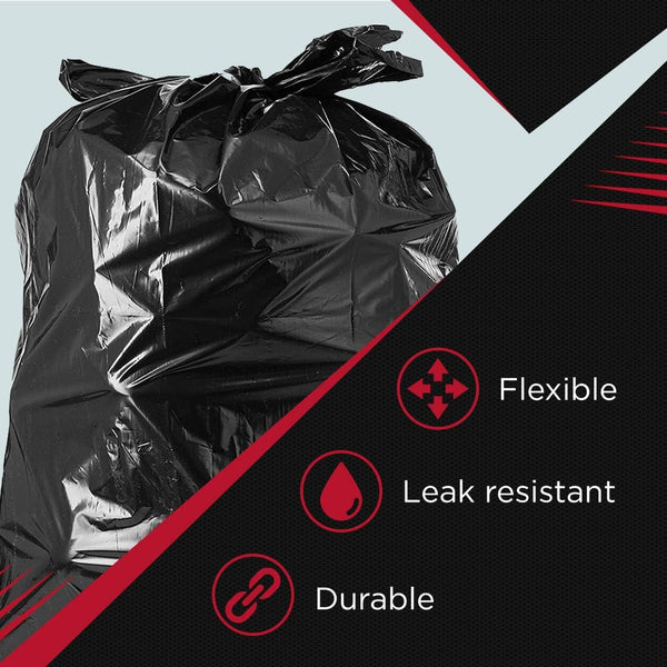 Tasker 55-60 Gallon Trash Bags Heavy Duty | Value 50 Count Bags W/Ties | Extra Large Industrial Trash Bags 55 Gallon, Lawn and Leaf Bags, Extra
