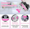 6PCS Pink Stanley Cup Accessories Set, Initials Decorations for Stanley Cup 30oz 40oz, Includes Bow Straw Topper, Handle Charm, Letter Sticker,