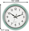 Bernhard Products Retro Wall Clock 9.5 Inch Green Kitchen 50's Vintage Design Round Silent Non Ticking Battery Operated Quality Quartz Clock
