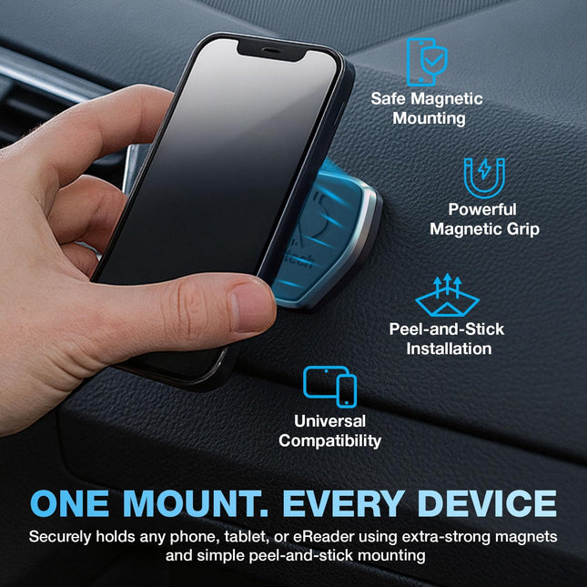 Naztech Magbuddy Anywhere Magnetic Phone Holder Tablet Mount Hands-Free - Easily Install Universal Compatibility for Iph