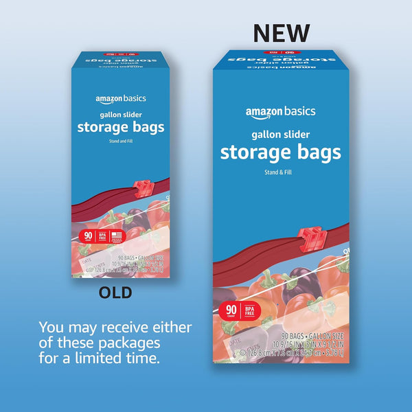 Amazon Basics Slider Gallon Food Storage Bags, BPA Free, 120 Count (Previously Solimo)