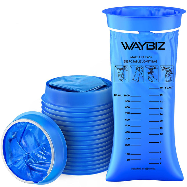 Vomit Bags 16 Pack 1000 Ml, Non-Transparent Disposable Barf Bag, Throw up & Emesis Bag for Nausea Travel Motion Morning 