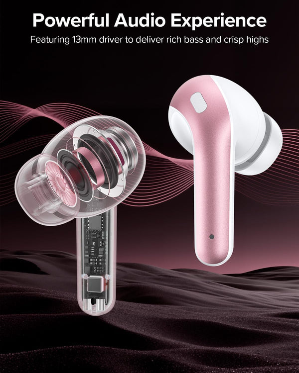 TAGRY Bluetooth Headphones True Wireless Earbuds 60H Playback LED Power Display Earphones with Wireless Charging Case IPX5 Waterproof in-Ear Ear