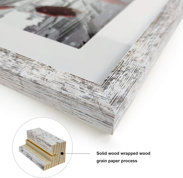 Finefrarm 12x12 Frame Matted to Display 8x8 Photos with Mat or 12 x 12 Pictures Without Mat Rustic Photo Frames Wall Art for Living Room Wall Mounting