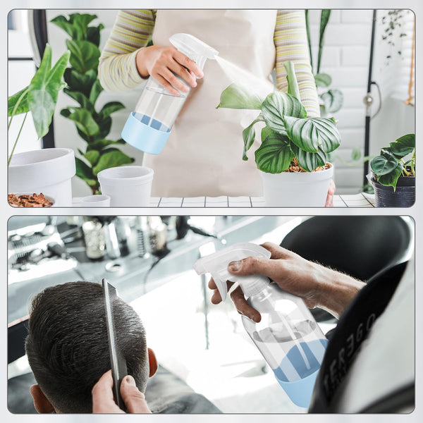 Glass Spray Bottles with Silicone Sleeve Protection, Empty 16 Oz Refillable Containers, Reusable Spray Bottles with Adjustable Nozzle for Hair,