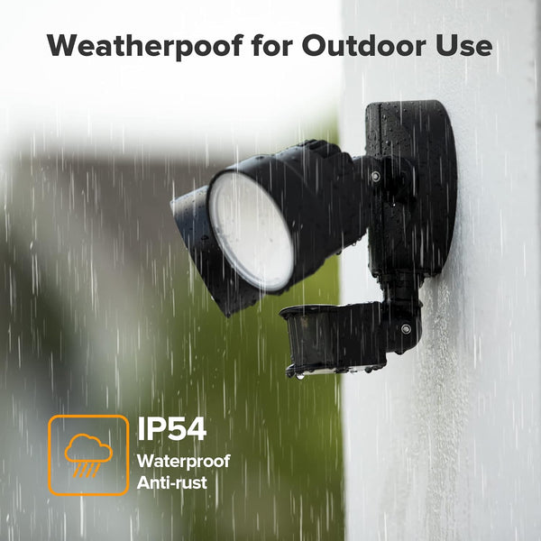 LUTEC Shrimp P6221B-PIR24 2000 Lumen 18 Watt 26 LED Motion Activated Integrated Dual-Head Floodlight Outdoor, IP54 Waterproof Exterior Security