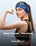 MUSICOZY Sleep Headphones Bluetooth Headband Headphones for Side Sleepers Camouflage Blue One Size