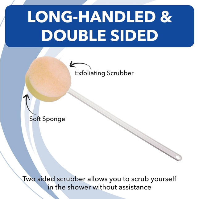 Sammons Preston Long Scrub Sponges, 22.5" Long Handled Washer & Scrubber Tool wi