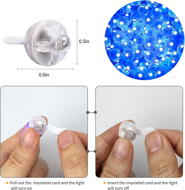 Aogist 50pcs Blue Balloon Lights,Long Standby Time Waterproof Mini Light,Battery Powered,Round LED Ball Lamp for Latex Balloon Paper Lantern Party