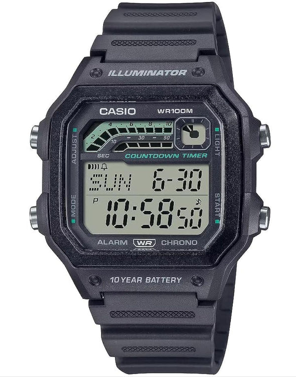 Casio WS1600H Series | Men’s Watch | Sports Design | Stopwatch | Countdown Timer | LED Light with Afterglow | 100M WR | Daily Alarm | Auto