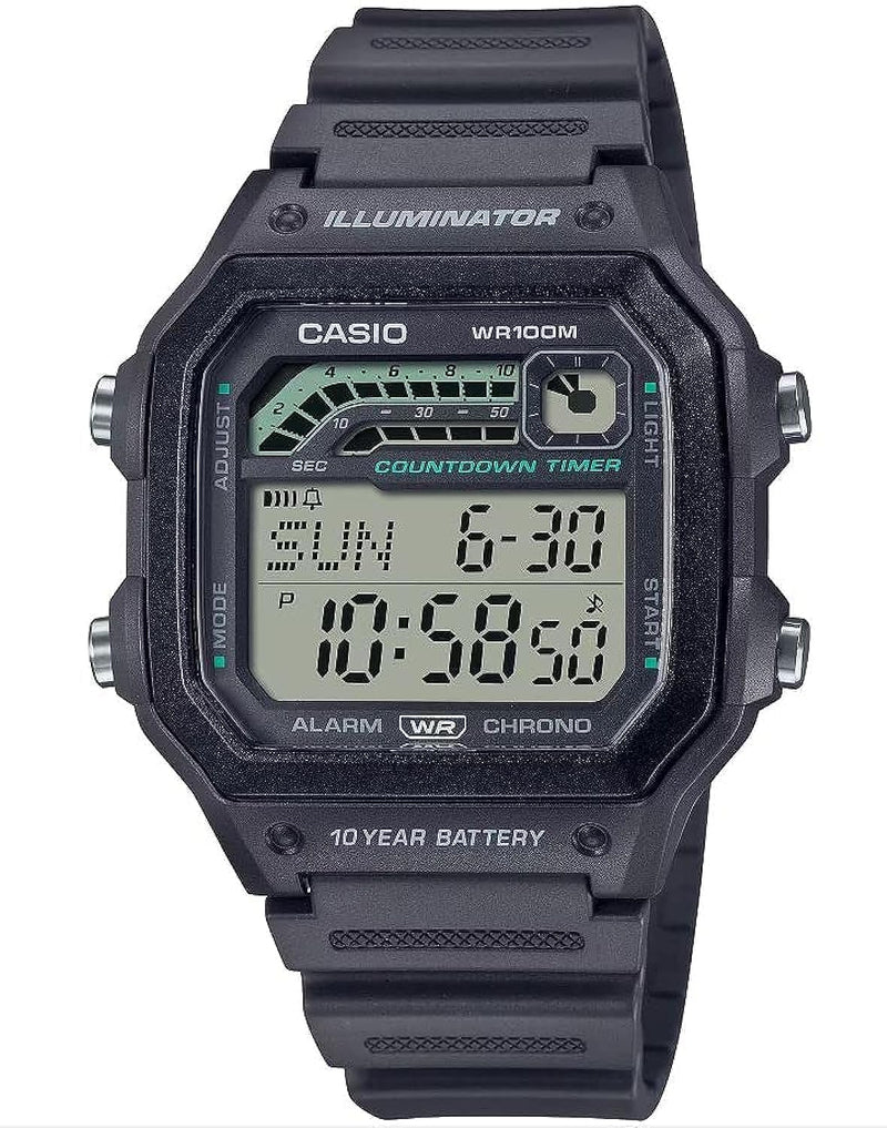 Casio WS1600H Series | Men’s Watch | Sports Design | Stopwatch | Countdown Timer | LED Light with Afterglow | 100M WR | Daily Alarm | Auto