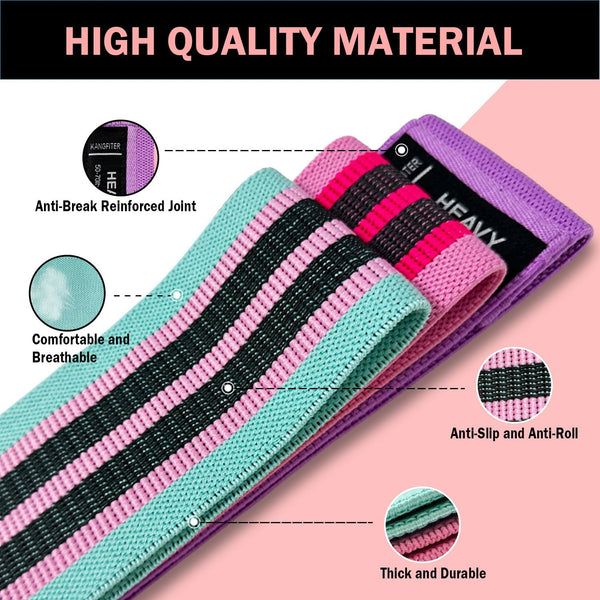 Non-Slip Fabric Resistance Bands for Working Out, Loop Exercise Bands for Booty Leg, Butt, Glute, Stretch Workout Bands for Women & Men, Hip