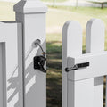 skysen Self Locking Fence Gate Latch Carbon Steel Black/Lock Post Mount with Stainless Steel Spring Cable Pull(JLXSDS-1)