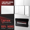 Self-Cut System 3-Way Mirror for Self Hair Cutting - Portable Trifold Mirror with Retractable Hooks, Impact-Resistant Glass, Fold Flat Design,