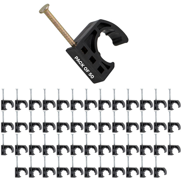 Highcraft ID234x50 Half Clamp with Nail For Pex Tubing Pipe Support, 1/2 in, Black 50 Pack Hook 1/2 in.
