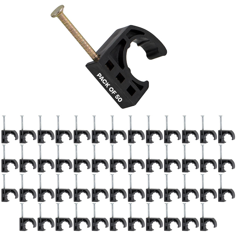 Highcraft ID234x50 Half Clamp with Nail For Pex Tubing Pipe Support, 1/2 in, Black 50 Pack Hook 1/2 in.