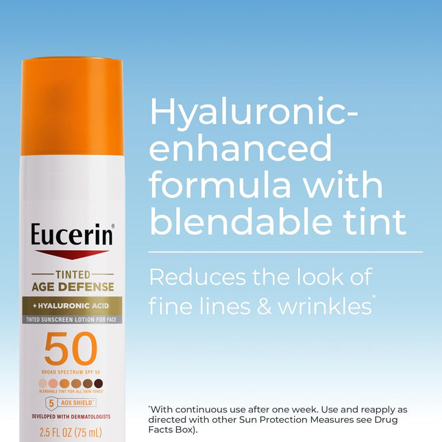 Eucerin Sun Tinted Age Defense SPF 50 Face Sunscreen Lotion with Hyaluronic Acid