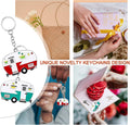 2 Pack Camper Keychain Set Happy RV Camper Keyring Couples Camping Accessories for Men Women Travel Trailers Red+green