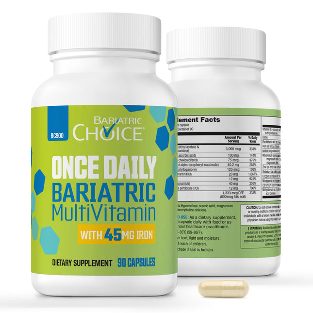 Bariatric Choice Once-Daily Bariatric Multivitamin with 45 Mg of Iron | Easy to 