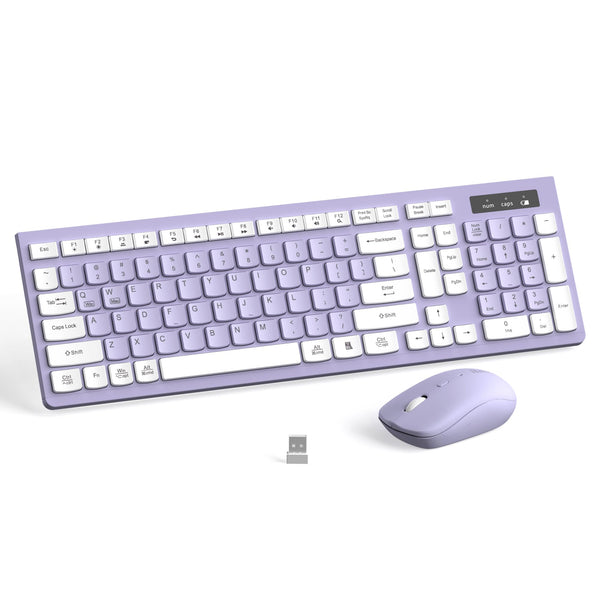 Wireless Keyboard and Mouse Combo Silent for Office and Home(Purple)