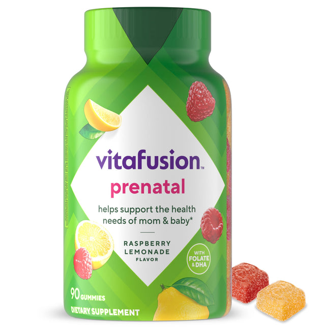 Vitafusion Prenatal Gummy Vitamins, Raspberry Lemonade Flavored, Pregnancy Vitam
