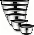 Umite Chef Mixing Bowls with Airtight Lids，6 piece Stainless Steel Metal Nesting Storage Bowls, Non-Slip Bottoms Size 7, 3.5, 2.5, 2.0,1.5, 1QT,