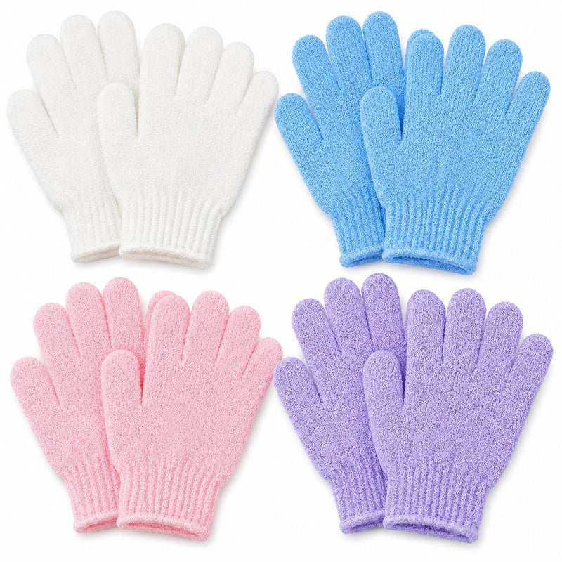 ATB Exfoliating Gloves 4 Pairs - Premium Body Scrub Wash Mitts for Bath or Shower - Luxury Spa Exfoliation Accessories for Men and Women