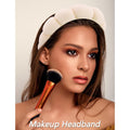 VELSCRUN Spa Headbands for Wash Face, Makeup Headband, Facial Skincare Headbands, 5 Pcs Khaki Puffy Sponge Spa Headband Bow Tie Hair Band Hair