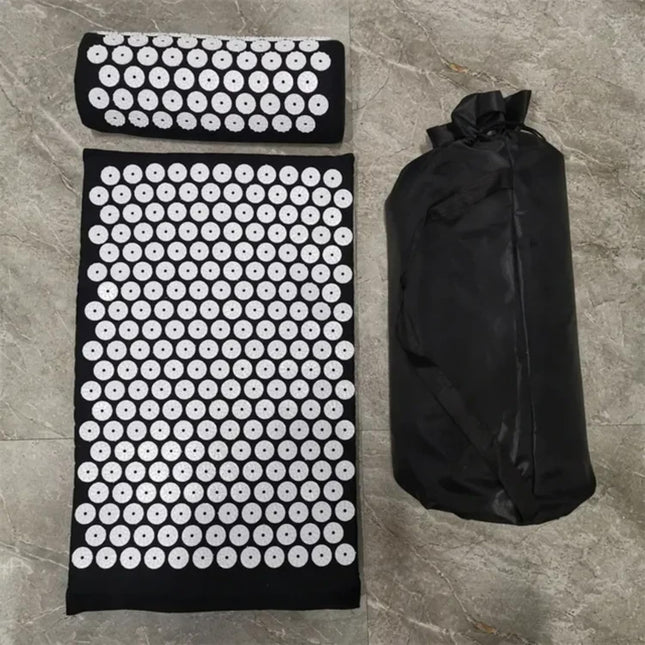 Acupressure Yoga Massage Mat - Relaxing Needle Pad with Pillow for Stress Relief and Back Pain - Comfortable Cushion for