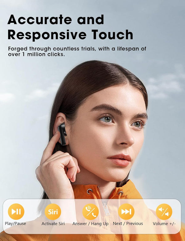 Wireless Earbuds, Bluetooth Ear Buds with Big Bass Stereo Sound, 48 Hours Playtime, Lightweight In-Ear Fit Earphones, IPX7, Hands-Free Calls with